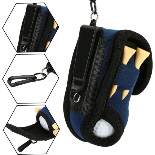  Tbest 3 Colors Protable Golf Ball Bag Holder Pouch Small Waist Storage Pack Includes 2 Ball and 4 Tees (Blue/Black/Pink)