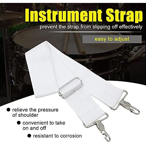  [아마존베스트]Tbest Snare Drum Straps Adjustable Nylon White Snare Drum Military Shoulder Sling Strap Belt Musical Instrument Accessory