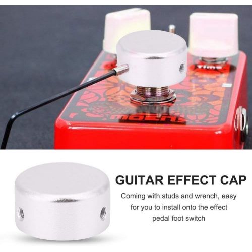  [아마존베스트]Tbest 2 pieces guitar effect pedal foot switch topper cap guitar effect foot nail cap pedal cap aluminium alloy foot switch protective cap with screw key parts gold, silver, blue, red.,