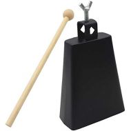 [아마존베스트]Tbest 6 Inch Cow Bell Metal Cow Bell Cowbells Drum Instrument with Handle for Drum Kit Black