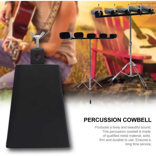  [아마존베스트]Tbest 6 Inch Cow Bell Metal Cow Bell Cowbells Drum Instrument with Handle for Drum Kit Black