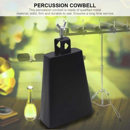  [아마존베스트]Tbest 6 Inch Cow Bell Metal Cow Bell Cowbells Drum Instrument with Handle for Drum Kit Black