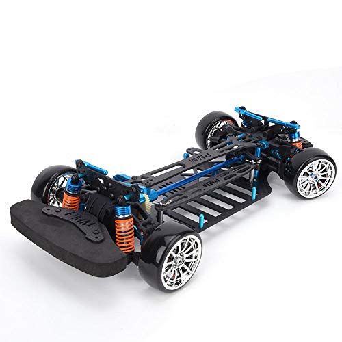  Tbest RC Car Frame, Aluminium Alloy & Plastic Frame Kit 1:10 RC Part 4WD with Carbon Fiber Chassis Bumper for TT01/TT01E 1/10 RC Car Model