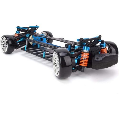  Tbest RC Car Frame, Aluminium Alloy & Plastic Frame Kit 1:10 RC Part 4WD with Carbon Fiber Chassis Bumper for TT01/TT01E 1/10 RC Car Model