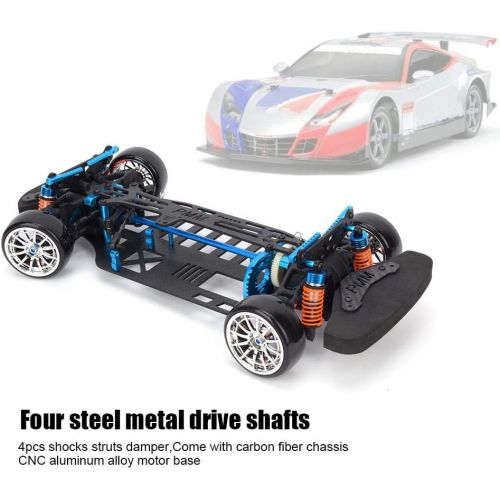  Tbest RC Car Frame, Aluminium Alloy & Plastic Frame Kit 1:10 RC Part 4WD with Carbon Fiber Chassis Bumper for TT01/TT01E 1/10 RC Car Model