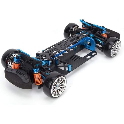  Tbest RC Car Frame, Aluminium Alloy & Plastic Frame Kit 1:10 RC Part 4WD with Carbon Fiber Chassis Bumper for TT01/TT01E 1/10 RC Car Model