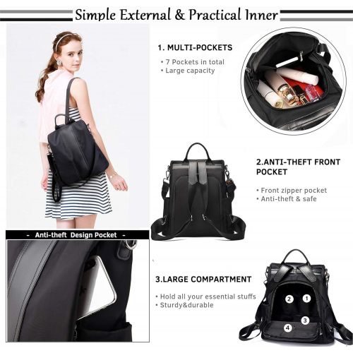  TcIFE Backpack Purse for Women Fashion School Purse and Handbags Shoulder Bags Nylon Anti-theft Rucksack