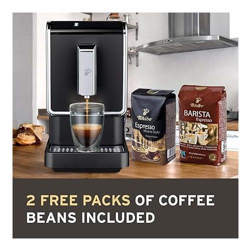  Tchibo Single Serve Coffee Maker - Automatic Espresso Coffee Machine - Built-in Grinder, No Coffee Pods Needed - Comes with 2 x 17.6 Ounce Bags of Whole Beans