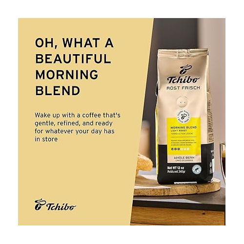  Tchibo Whole Bean Coffee - Rost Frisch Morning Blend - Lightly Roasted Arabica Beans with Delicate Hints of Dark Chocolate - Intensity 3/6, Acidity 2/6, Roast Level 2/6-12 oz - Pack of 1