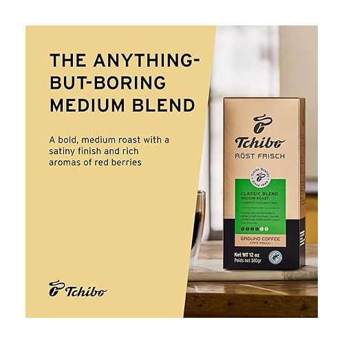  Tchibo Ground Coffee - Rost Frisch Classic Blend - Lightly Roasted Arabica Beans with Delicate Hints of Dark Chocolate - Intensity 3/6, Acidity 2/6, Roast Level 2/6-12 oz - Pack of 1