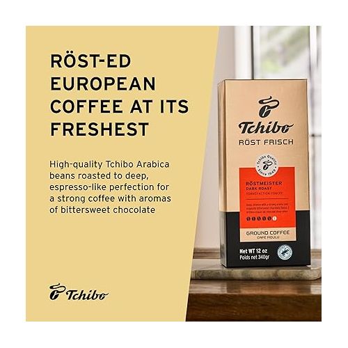  Tchibo Ground Coffee - Rost Frisch Rostmeister - Dark-roasted Arabica Beans with Exquisite Aromas of Bittersweet Chocolate - Intensity 5/6, Acidity 1/6, Roast Level 6/6-12 oz - Pack of 1