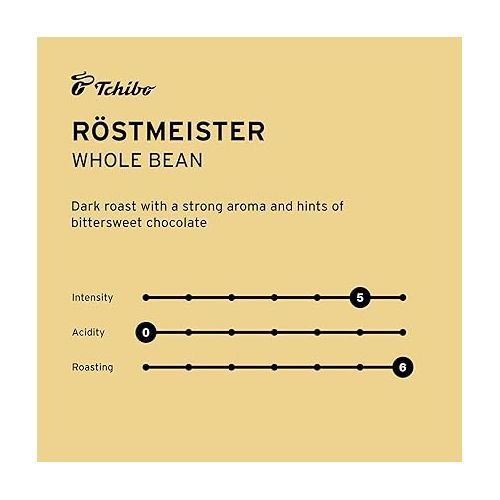  Tchibo Whole Bean Coffee - Rost Frisch Rostmeister - Dark-roasted Arabica Beans with Exquisite Aromas of Bittersweet Chocolate - Intensity 5/6, Acidity 1/6, Roast Level 6/6-12 oz - Pack of 1