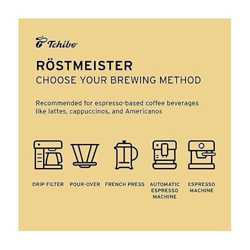  Tchibo Whole Bean Coffee - Rost Frisch Rostmeister - Dark-roasted Arabica Beans with Exquisite Aromas of Bittersweet Chocolate - Intensity 5/6, Acidity 1/6, Roast Level 6/6-12 oz - Pack of 1