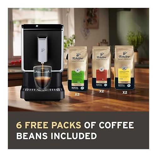  Tchibo Single Serve Coffee Maker - Automatic Espresso Coffee Machine - Built-in Grinder, No Coffee Pods Needed - Comes with 6 x 12 Ounce Bags of Whole Beans