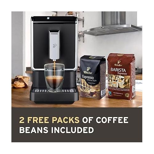  Tchibo Single Serve Coffee Maker - Automatic Espresso Coffee Machine - Built-in Grinder, No Coffee Pods Needed - Comes with 2x 17.6 Ounce Bags of Whole Beans