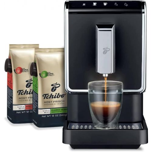  Tchibo Fully Automatic Coffee & Espresso Machine with Two Whole Bean Coffee, 12 Ounce Bags - Revolutionary Single-Serve, Bean-To-Brew Coffee Maker - No Pods, No Waste