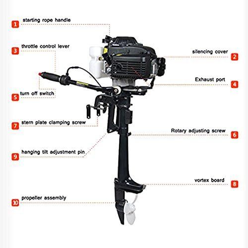  Tdogs Outboard Motors,Four Stroke 4HP 52CC Outboard Motor Fishing Boats Air Colling Boat Engine Inflatable Fishing Boat Motor