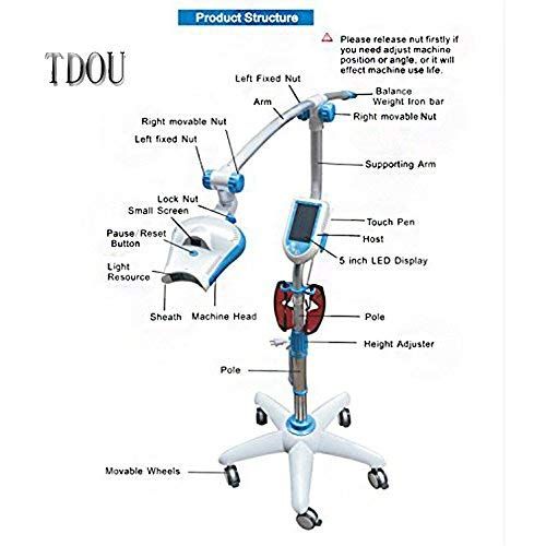  Tdou Dental Beauty Parlour 5 Inch LCD Touch Sreen DY-06 Bleaching-Lamp LED Cooling Light Teeth Whitening System with Two Glasses for Salon and Spa