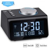 [아마존 핫딜] Te-Rich Small Digital Alarm Clock Radio - Dual Alarm, 7 Wake-up Sounds, Display Dimmer, 2 USB Charger, Sleep Timer, Easy to Set, Thermometer, FM Radio Clock w/Battery Backup for Bedrooms,