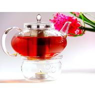 Glass Teapot Harmony, 42oz/1242ml with Tea Warmer Cozy Lead Free Special Glass No Drip by Tea Beyond