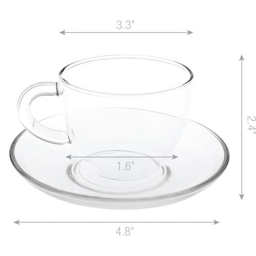  Tea Beyond Teapot Set Glass Teapot Polo, 45oz/1330ml with Set of 2 Cups and Saucers, 5oz/150ml