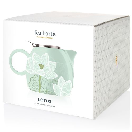  Tea Forte PUGG 24oz Ceramic Teapot with Tea Infuser, Loose Leaf Tea Steeping For Two, Lotus