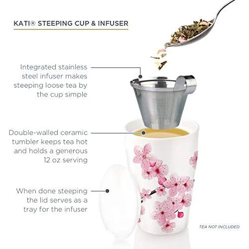  Tea Forte Tee Forte Kati Tasse Keramik Tee Infuser Tasse mit Infuser Korb und Deckel zum Einweichen, Hanami