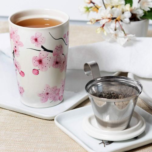  Tea Forte Tee Forte Kati Tasse Keramik Tee Infuser Tasse mit Infuser Korb und Deckel zum Einweichen, Hanami