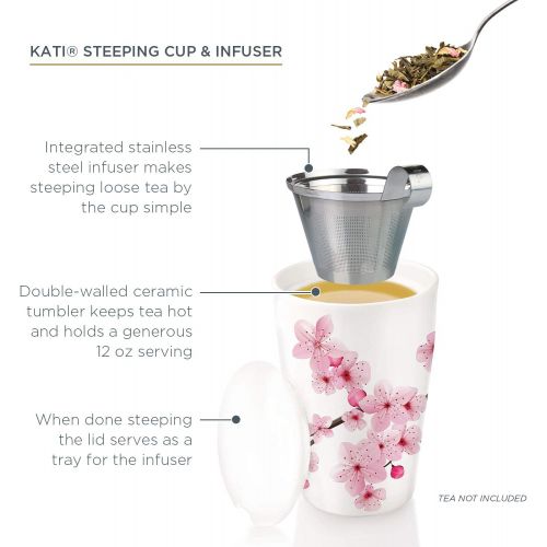  Tea Forte Tee Forte Kati Tasse Keramik Tee Infuser Tasse mit Infuser Korb und Deckel zum Einweichen, Hanami