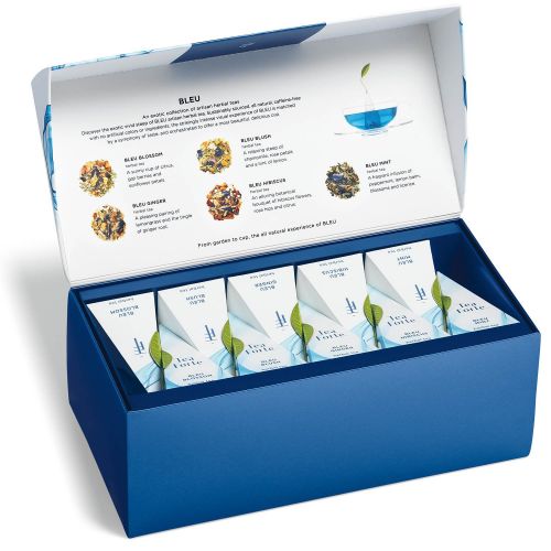  [아마존핫딜][아마존 핫딜] Tea Forte Bleu Presentation Box Tea Sampler, Assorted Variety Tea Box, 20 Handcrafted Pyramid Tea Infuser Bags, Blue Herbal Tea
