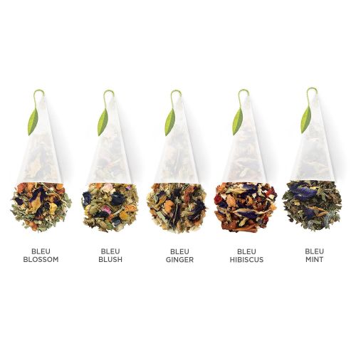  [아마존핫딜][아마존 핫딜] Tea Forte Bleu Presentation Box Tea Sampler, Assorted Variety Tea Box, 20 Handcrafted Pyramid Tea Infuser Bags, Blue Herbal Tea