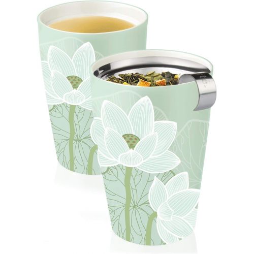  [아마존 핫딜] Tea Forte Kati Cup Ceramic Tea Infuser Cup with Infuser Basket and Lid for Steeping, Lotus