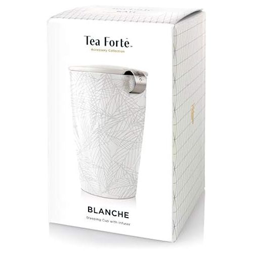  Tea Forte KATI Cup Tee-Ei Tasse aus Keramik mit Ei Korb und Deckel zum Zubereiten Blanche