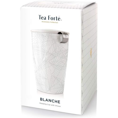  Tea Forte KATI Cup Tee-Ei Tasse aus Keramik mit Ei Korb und Deckel zum Zubereiten Blanche