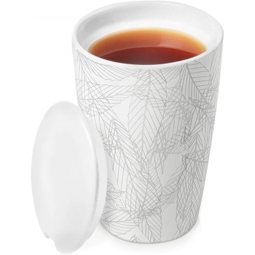  Tea Forte KATI Cup Tee-Ei Tasse aus Keramik mit Ei Korb und Deckel zum Zubereiten Blanche