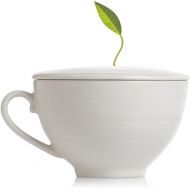 [아마존베스트]Tea Forte Cafe Cup Porcelain Tea Cup and Lid, Custom Cover Keeps Tea Hot While Steeping