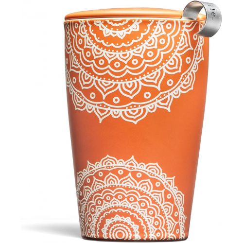  [아마존베스트]Tea Forte Kati Cup Ceramic Tea Infuser Cup with Infuser Basket and Lid for Steeping, Chakra