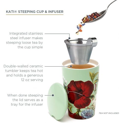  [아마존베스트]Tea Forte Kati Cup Fleur | Mug Removable Stainless Steel Infuser Cup | Quality Porcelain | 350 ml