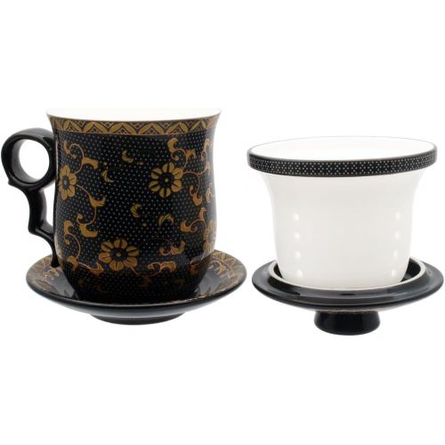  [아마존베스트]Tea Talent Porcelain Tea Cup with Infuser Lid and Saucer Sets - Chinese Jingdezhen Ceramics Coffee Mug Teacup Loose Leaf Tea Brewing System for Home Office