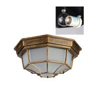 Tea fairy Ceiing lights flush mount E27 Incandescent bulb 60W max glass shade material corridor balcony garden decoration fixture lamps wrought aluminum black / vintage bronze ( Color : Bron