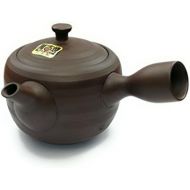 TeaClub Kyusu Japanische Teekanne aus Keramik Braun, Integriertes Teesieb, Einhand-Teekanne fuer Gruentee Zubereitung