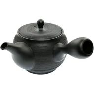 TeaClub Japanische Teekanne fuer Gruener Tee, Keramik Kyusu Schwarz 350ml Tokoname, Integriertes Teesieb, Asiatische Einhand-Teekanne
