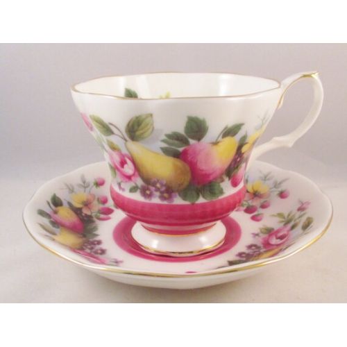  TeaCupsFromSharon FREE SHIPPING US Royal Albert English Bone China Tea CupSaucer, Pink and Yellow Fruit Motif, Christmas Gift, Housewarming Gift