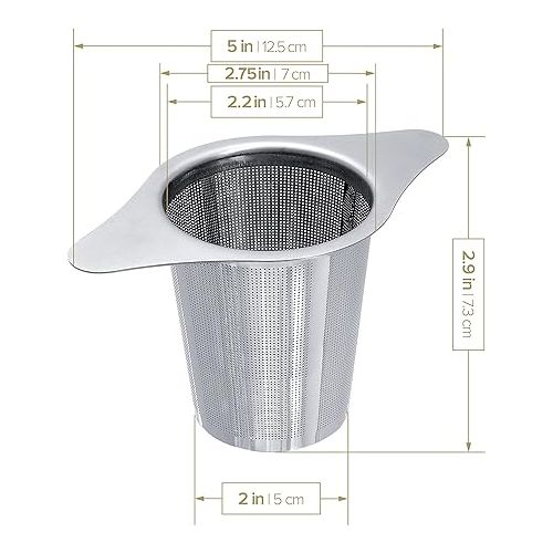  Teabloom Universal Loose Tea Infuser with Dual-function Lid/Dish - Fits Cups, Mugs, Teapots - Lid Touchpoints Remain Cool to the Touch - Steep Tea or Coffee - Connoisseur's Choice