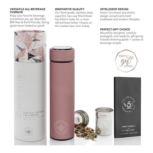  Teabloom - The ORIGINAL All-Brew Travel Tumbler & Thermos | OPRAH’s Favorite | 16oz/480ml Stainless Steel Insulated Water Bottle/Tea Flask/Cold Brew Coffee Mug