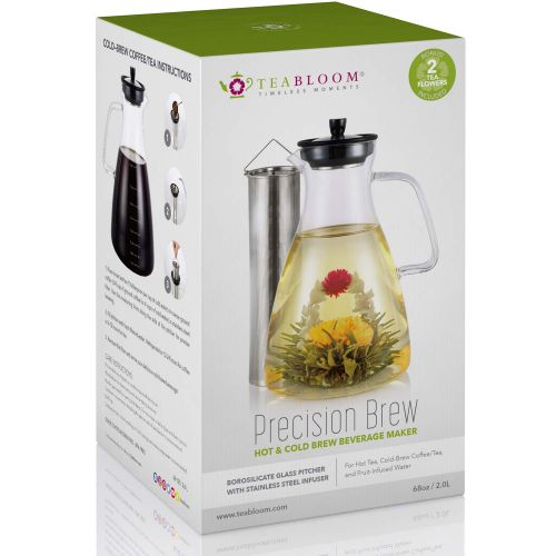  Teabloom Precision All-Brew Beverage Maker  Extra Large Stovetop Safe Glass Teapot / Coffee Maker -...