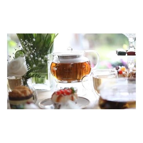  Teabloom Kyoto 2-in-1 Tea Kettle and Tea Maker - Glass Teapot with Removable Loose Tea Filter - Tea Connoisseur's Choice