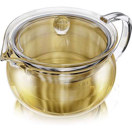  Teabloom Kyoto 2-in-1 Tea Kettle and Tea Maker - Glass Teapot with Removable Loose Tea Filter - Tea Connoisseur's Choice