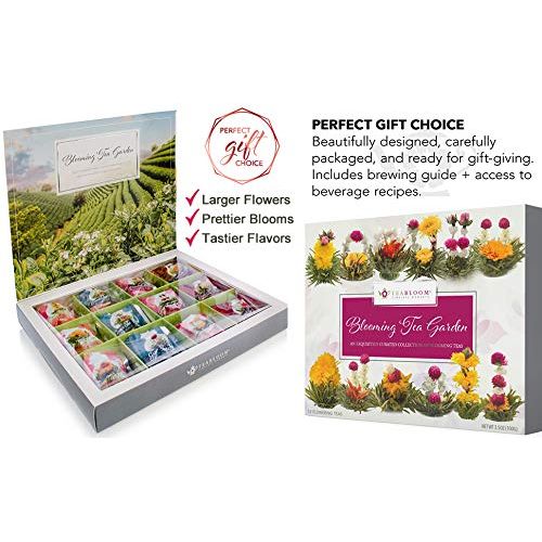  [아마존핫딜][아마존 핫딜] Teabloom Flowering Tea Chest - Finest Quality Blooming Tea Collection From The Worlds Most Beautiful Gardens - 12 Best-Selling Varieties of Flowering Teas Packaged in Beautiful Gif