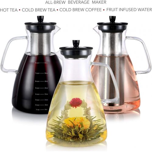  [아마존 핫딜] Teabloom Precision All-Brew Beverage Maker  Extra Large Stovetop Safe Glass Teapot/Coffee Maker - 68 OZ / 2.0 L  for Hot/Iced Tea, Cold Brew Coffee, Fruit Infused Water  2 Free
